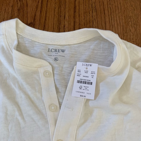 Men J CREW NWT cream Henley long sleeve shirt - Picture 2 of 2